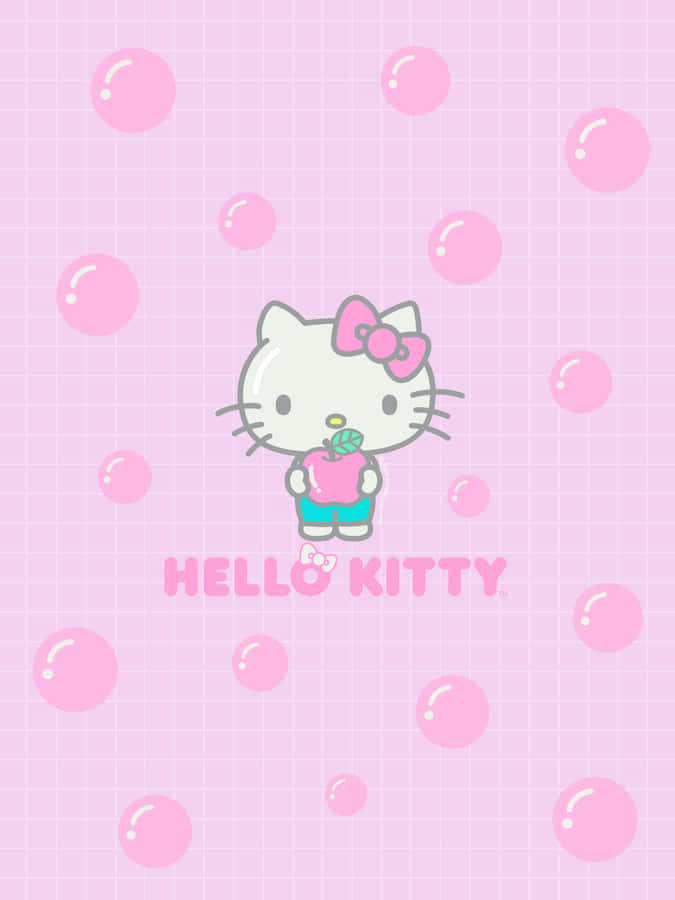 Hello Kitty Pink Bubbles Background Wallpaper
