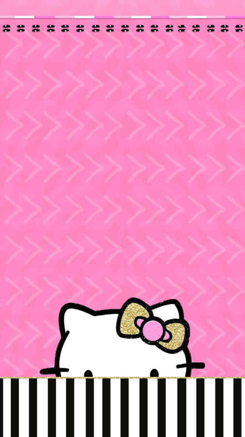 Hello Kitty Pink Striped Background Wallpaper