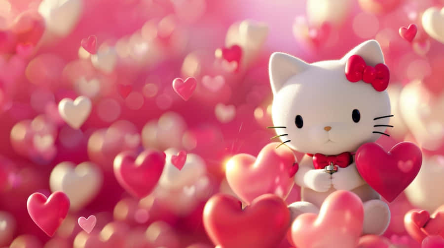 Hello Kitty Valentine Hearts Backdrop Wallpaper