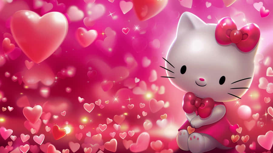 Hello Kitty Valentine Hearts Background Wallpaper