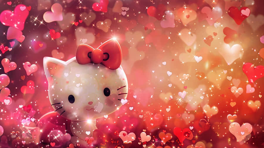 Hello Kitty Valentine Hearts Background Wallpaper
