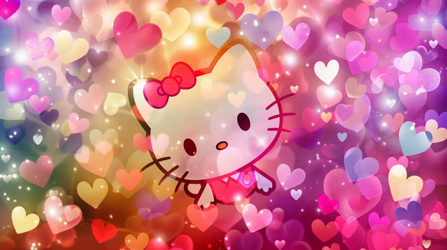 Hello Kitty Valentine Hearts Background Wallpaper