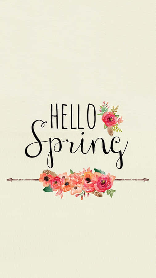 Hello Spring Floral Greeting Wallpaper