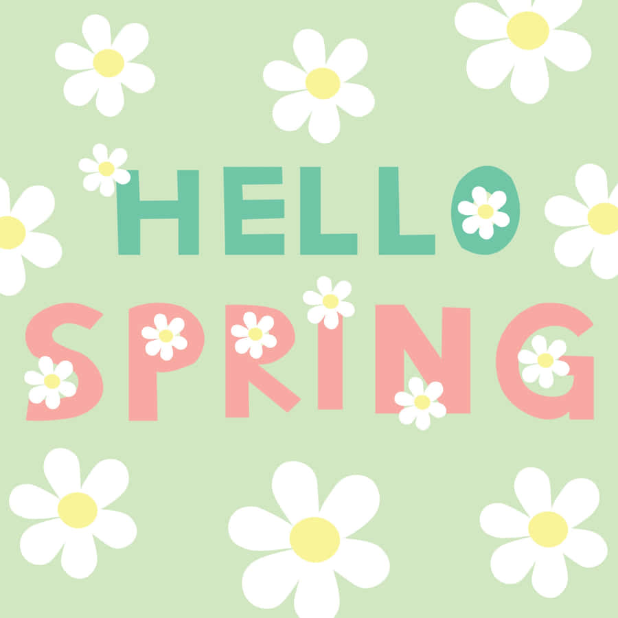 Hello Spring Floral Greeting Wallpaper