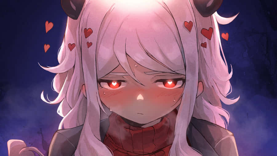Helltaker Demon Girl Blushing Wallpaper