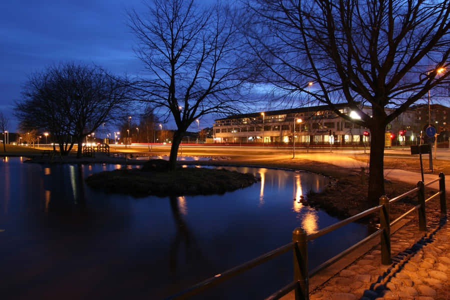 Helsingborg Twilight Waterfront Scene Wallpaper