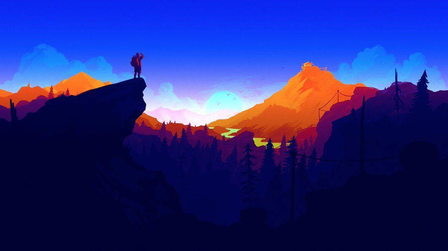 Henry Gazing Out Over The Vast Expanse Of The Firewatch Environment Wallpaper