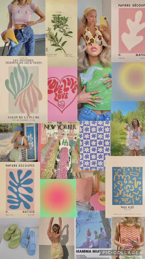 Hibiscus Coconut Girl Aesthetic Collage Wallpaper