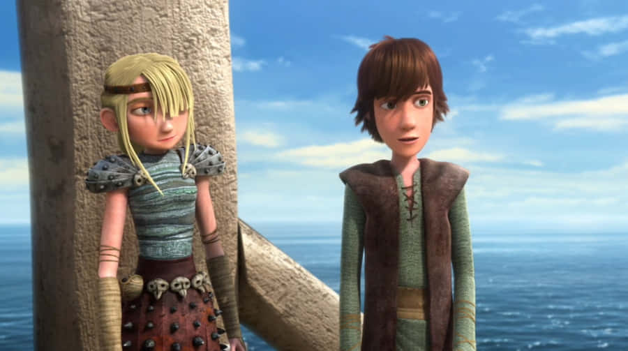 Hiccup And Astrid Having A Conversation In Dragons: Riders Of Berk Animated Series Wallpaper