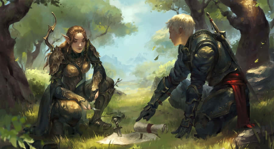 High Elf Archer In Action From Popular Anime Series Wallpaper