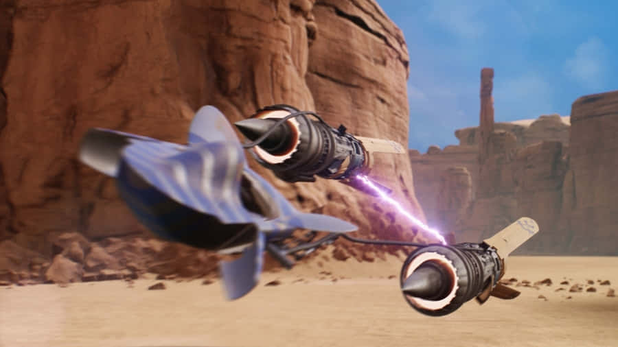 High-octane Podracing Action On The Desert Course Wallpaper
