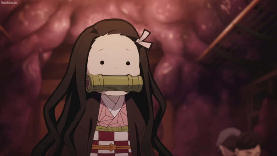 Hilarious Cute Nezuko Kamado Chiibi Art Wallpaper