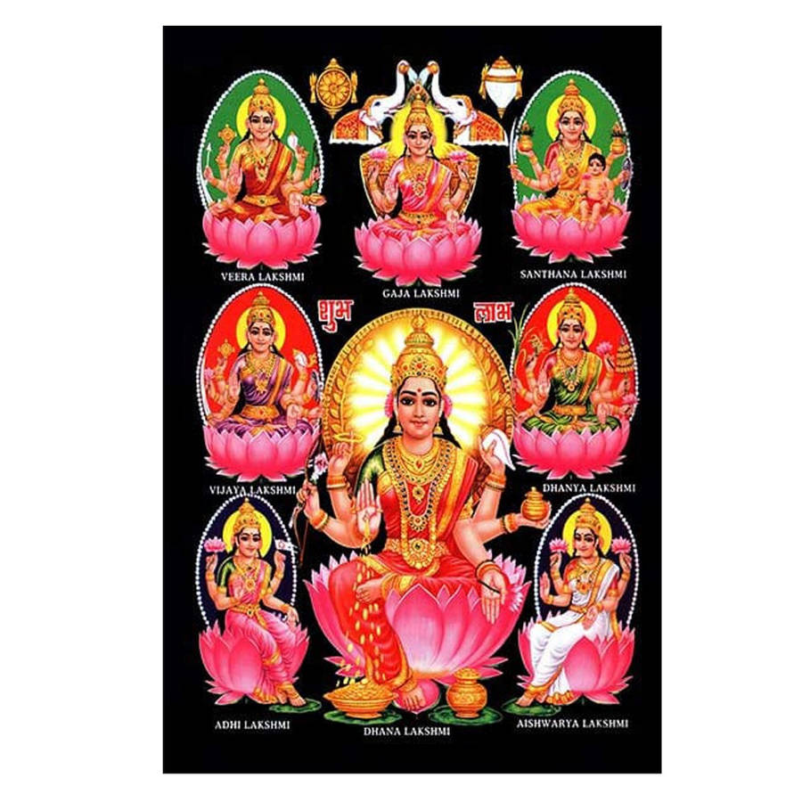 Hindu Goddess Ashta Lakshmi Dark Aesthetic Background Wallpaper