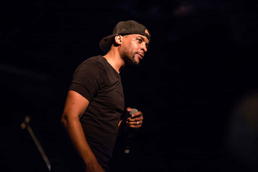 Hip Hop Artist Performanceon Stage Wallpaper
