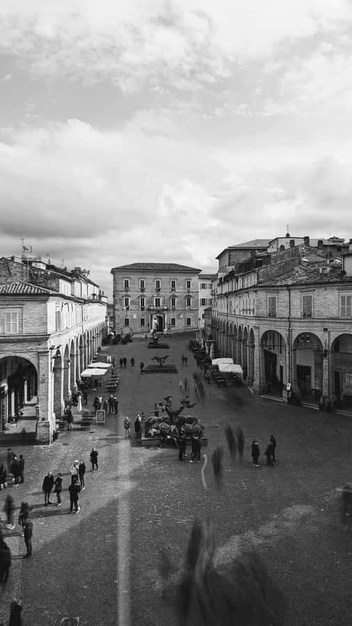 Historic European Town Square Wallpaper
