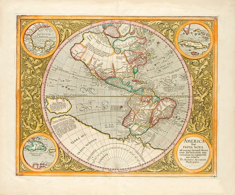 Historical Circular Mapof America Wallpaper
