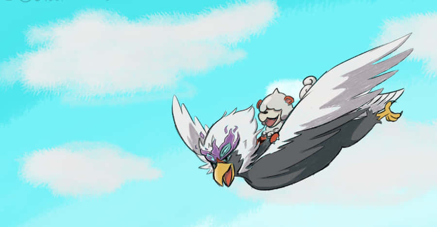 Hisuian Braviary Carrying Growlithe Wallpaper