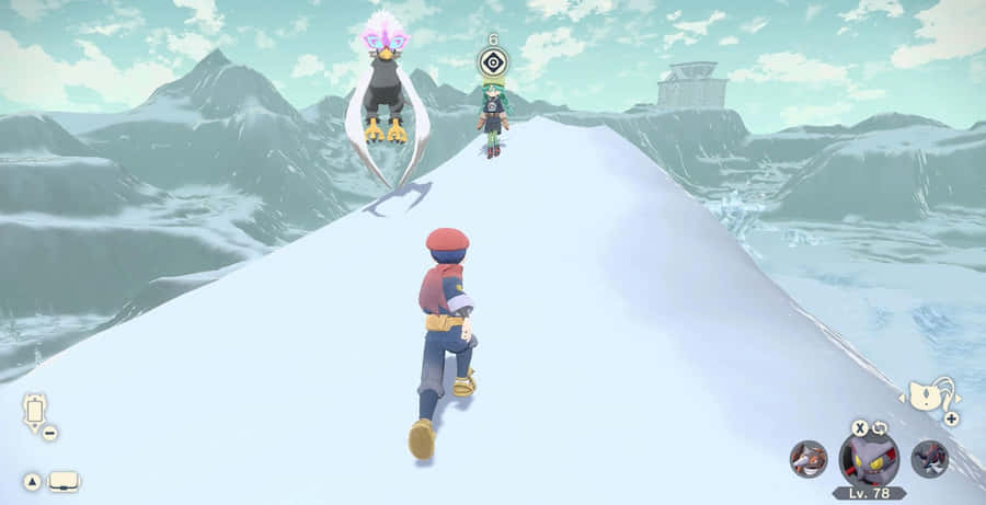 Hisuian Braviary On Snowy Mountain Peak Wallpaper