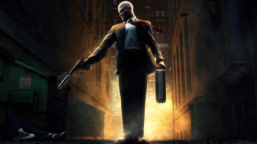 Hitman Full 4k Firing In Alleyway Wallpaper