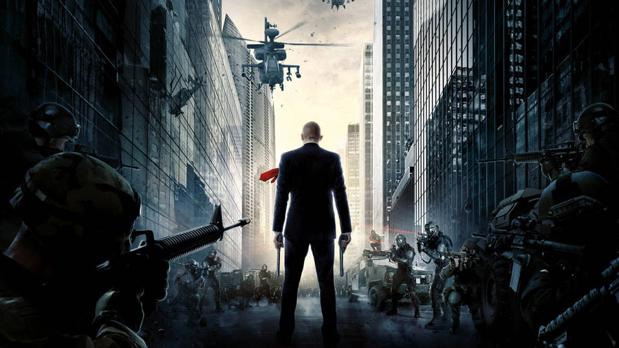 Hitman Full 4k Targeted By Soldiers Wallpaper