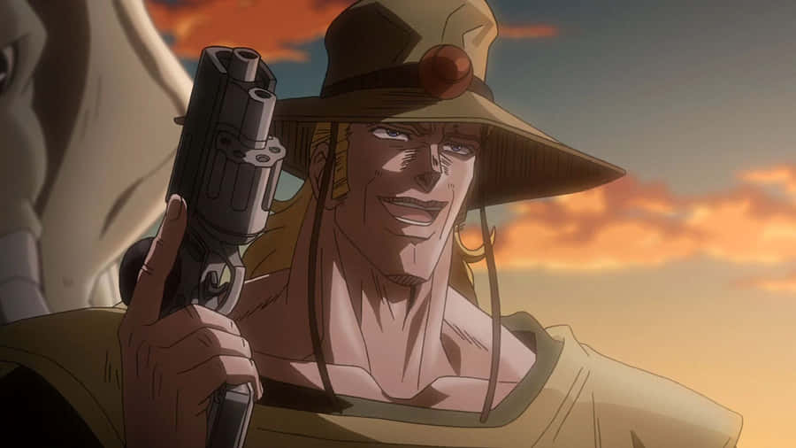Hol Horse Smiling With Gun Anime Scene Wallpaper