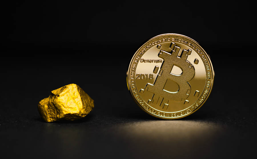Holding Value In The Digital Age: Denarium Custom Gold-plated Bitcoin Wallpaper
