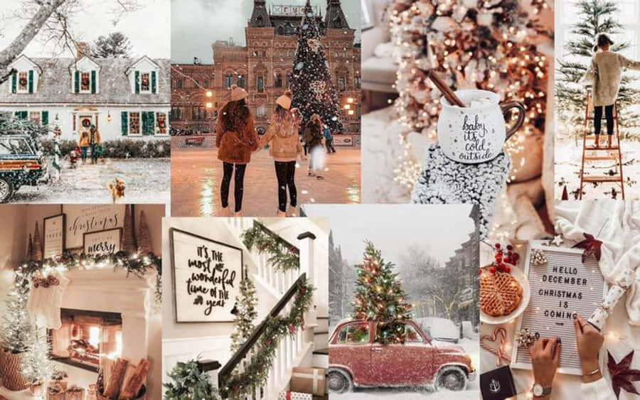 Holiday Houses Christmas Mac Aesthetic Wallpaper