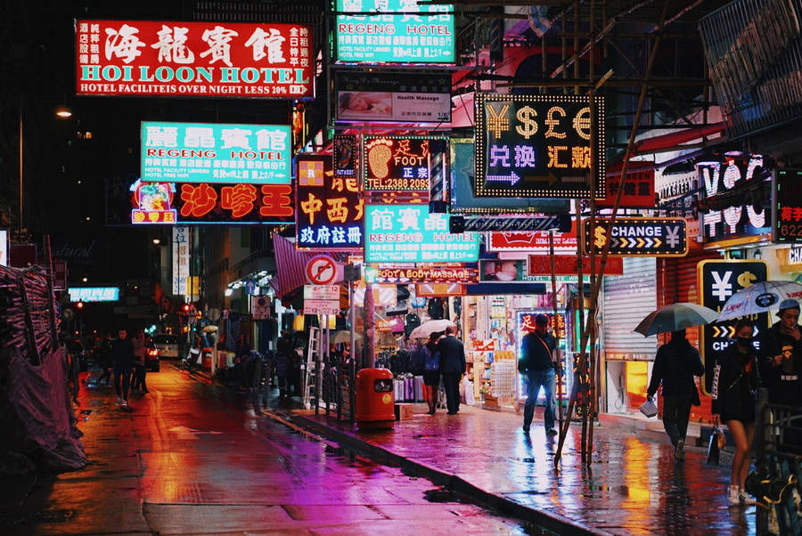 Hong Kong Street Lights Wallpaper