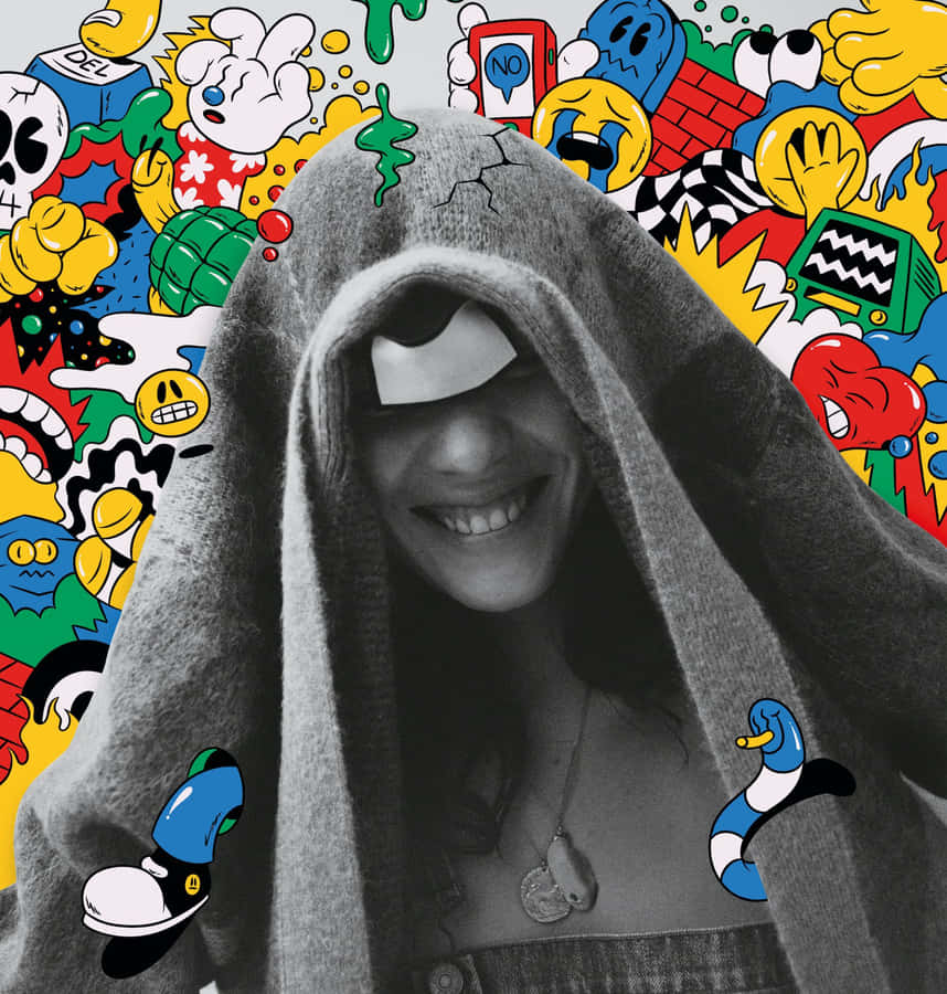 Hooded Smile Pop Art Backdrop Wallpaper