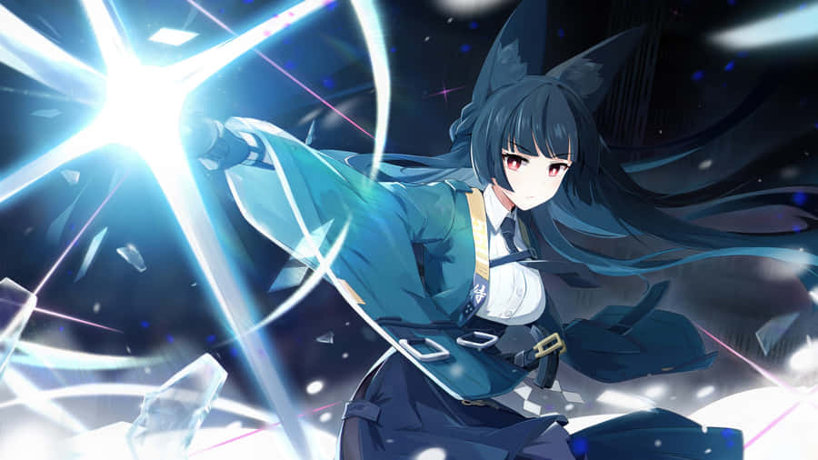 Hoshimi Miyabi Action Pose Wallpaper