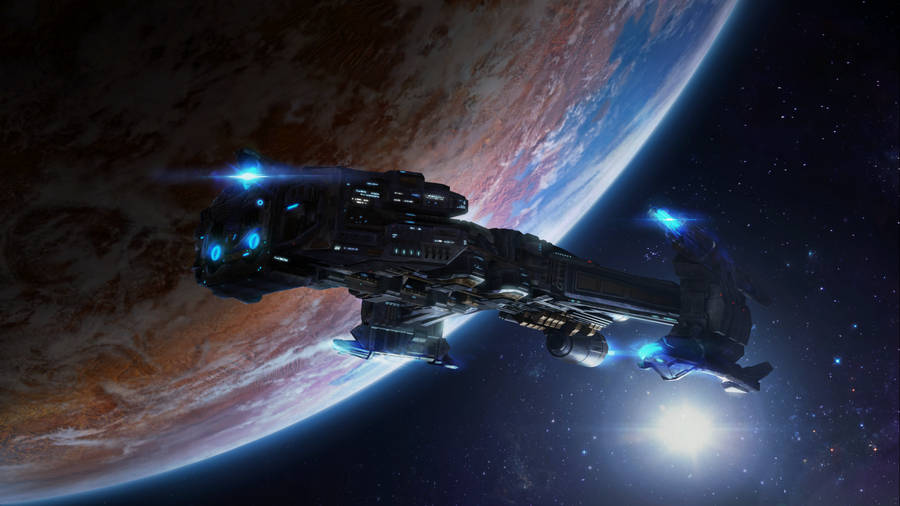 Hovering Battle Cruiser Starcraft Wallpaper