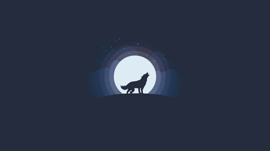 Howling Wolf Under A Glowing Moon Wallpaper