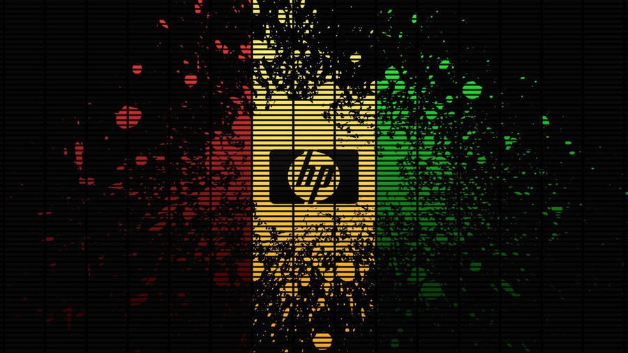 Hp Laptop Logo With Ink Splatters Wallpaper