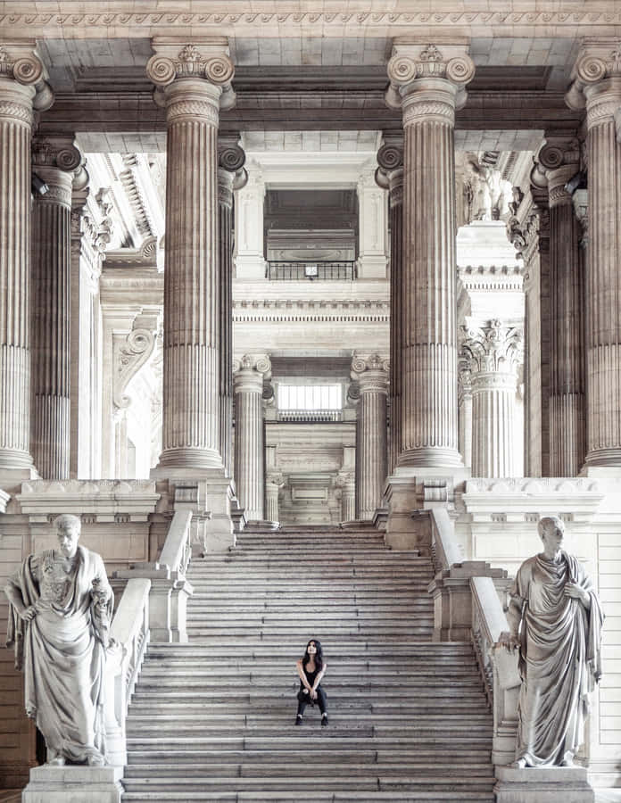 Huge Architecture Stairs And Column Wallpaper