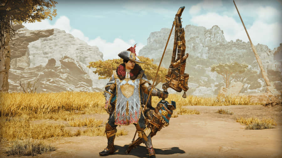 Hunter With Bow In Wilds Wallpaper