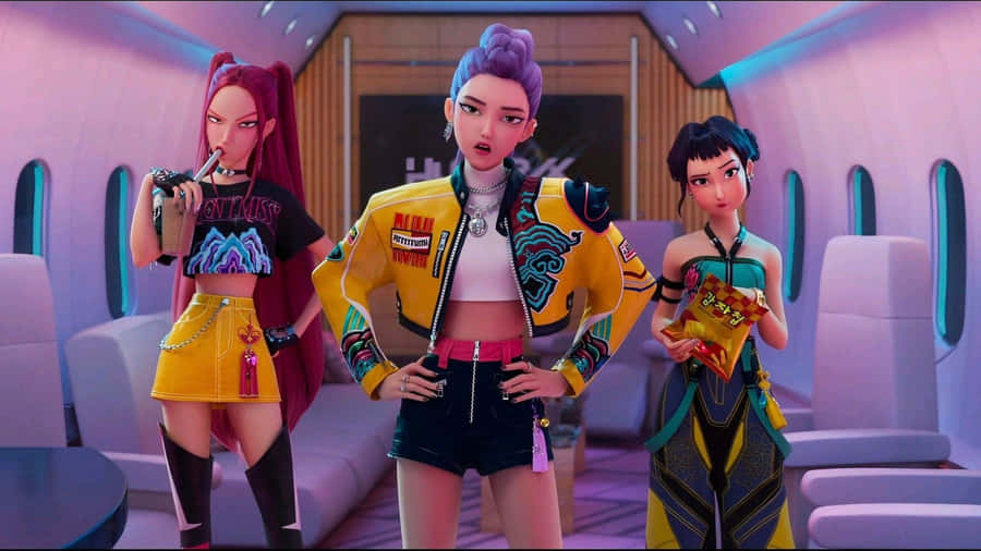 Huntrix Animated Characters Wallpaper