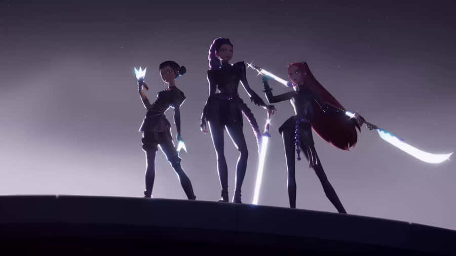 Huntrix Characters In Action Wallpaper