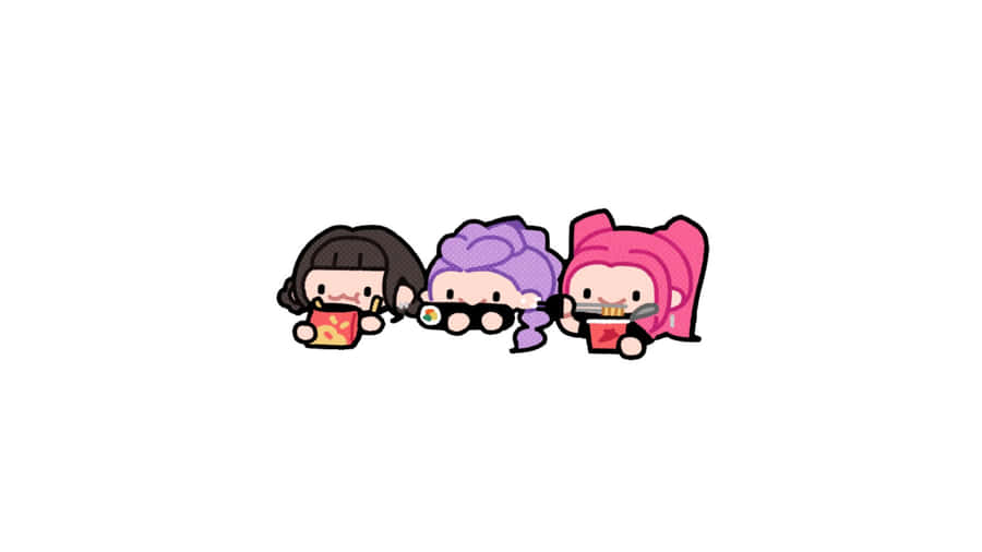 Huntrix Cute Character Trio Wallpaper