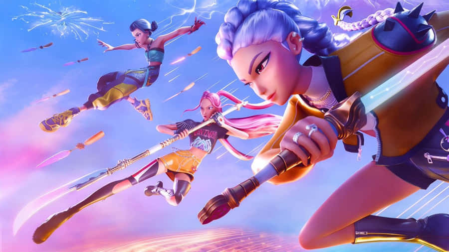 Huntrix Team In Action Wallpaper