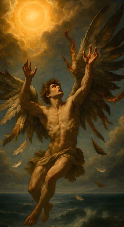 Icarus Flying Too Close To Sun Wallpaper