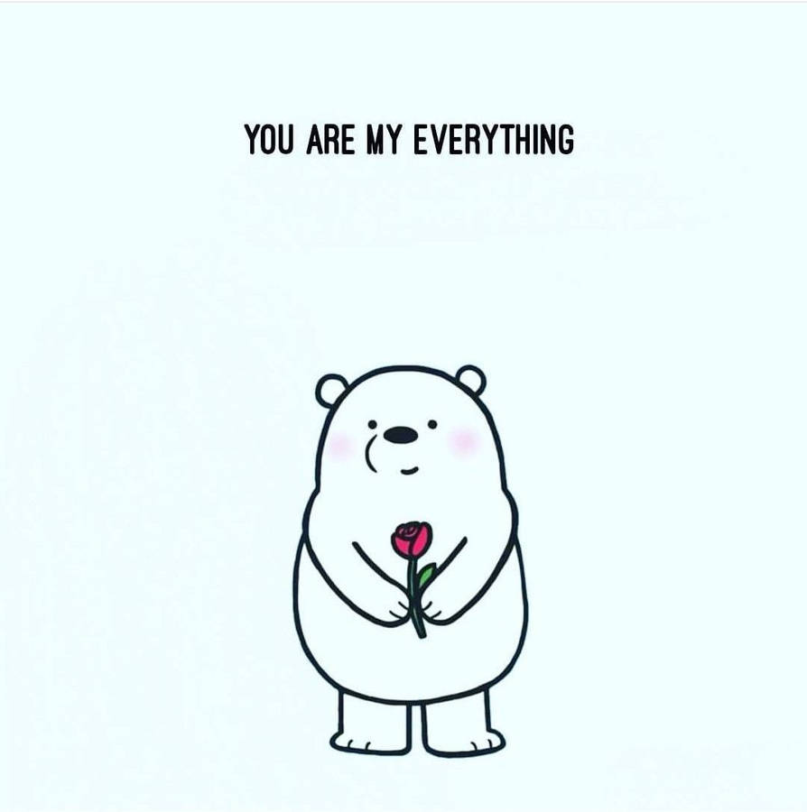 Ice Bear Cartoon Holding A Red Rose Wallpaper