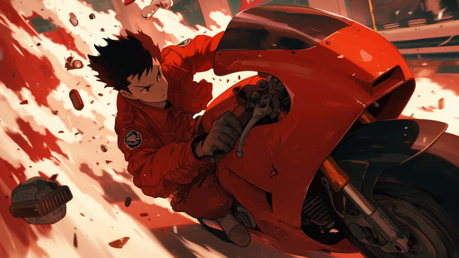 Iconic Anime Motorcycle Scene Wallpaper