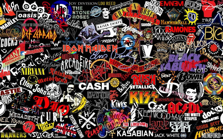 Iconic Logos Of The Kinks And Other Legendary Rock Bands Wallpaper