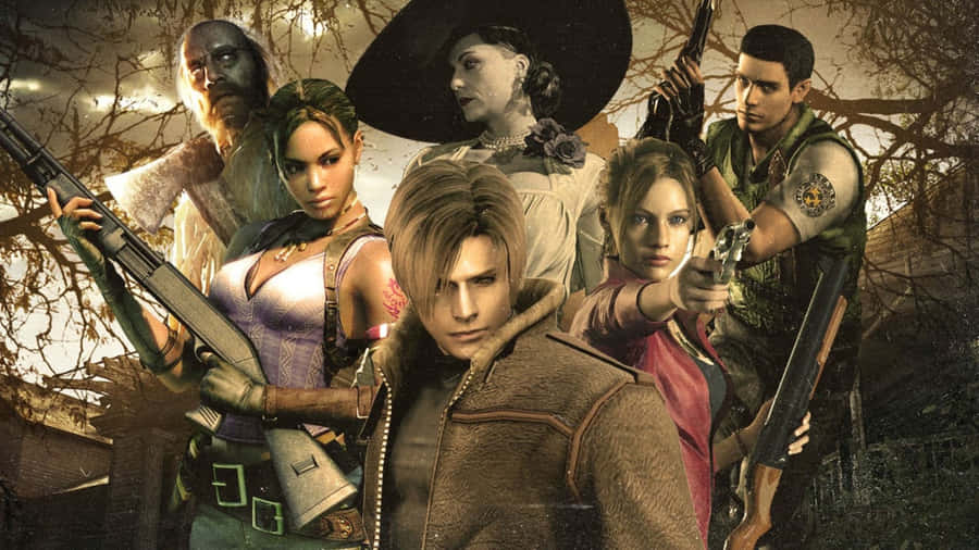 Iconic Resident Evil Characters United In One Action-packed Frame Wallpaper