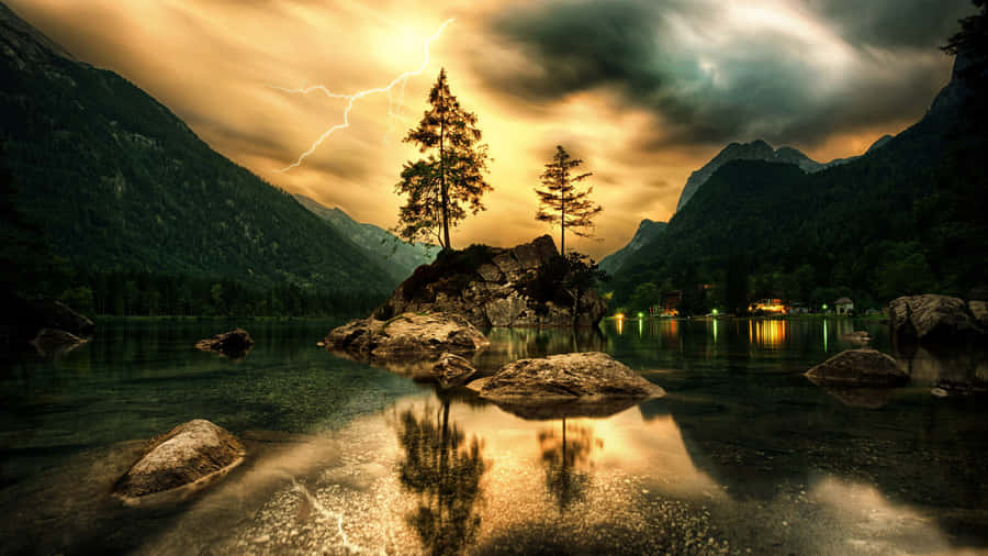 Idyllic Lake Island Wallpaper