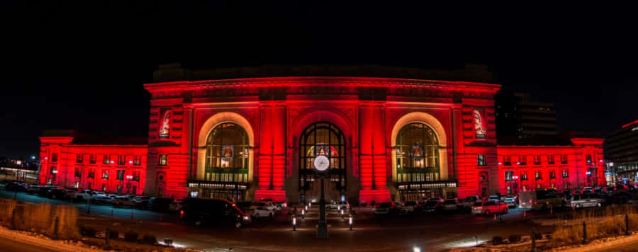 Illuminated Amtrak Station In Kansas City, Missouri Wallpaper