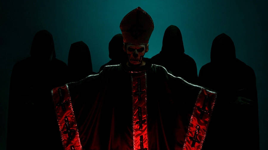 Image A Demonic Ghost Appearing In The Popes Dark Blue Robes Wallpaper