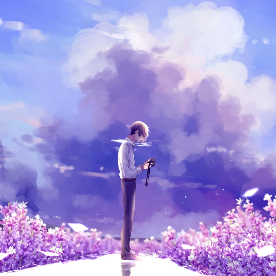 Image Aesthetic Anime Guy Sitting By The Beach Wallpaper