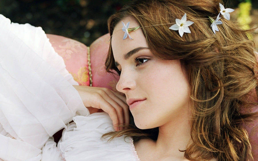 Image Emma Watson In Beautiful Flower Crown Wallpaper
