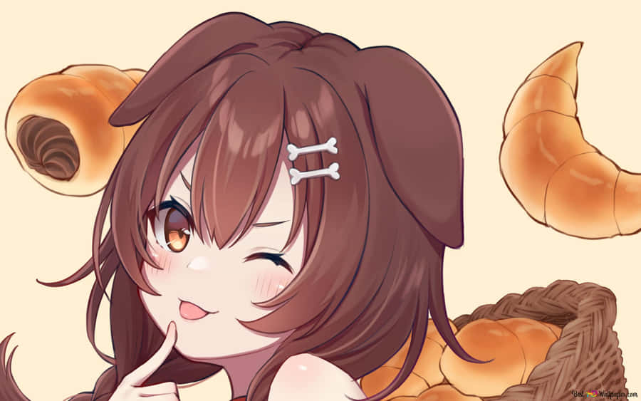 Image Inugami Korone Cheerfully Showing Off Her Fluffy Ears Wallpaper